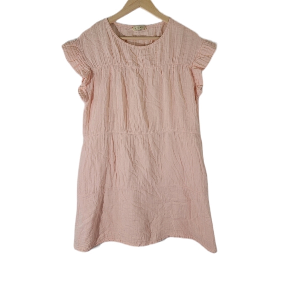 Stark X Womens Baby Pink Tiered Gauze Mini Dress Size XS Boho Praire Cottagecore